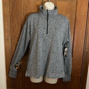 Avia Brushed Quarter Zip Black and White Pullover Zipper Pockets Size Medium